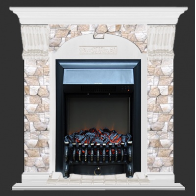 Камин для дома и дачи Glenrich Арочный Арбат белая эмаль с топкой Fobos BL - купить по специальной цене в интернет-магазине "Уют в доме"