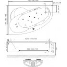 Асимметричная акриловая ванна EXCELLENT Laguna 140x95