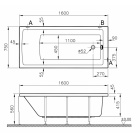 Прямоугольная акриловая ванна Vitra Neon 160x75 Aqua Soft Easy Chrome с гидромассажем