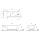 Прямоугольная акриловая ванна Vitra Neon 175x70 Aqua Soft Easy Chrome с гидромассажем