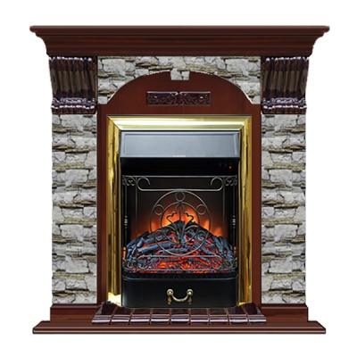 Камин для дома и дачи Glenrich Арочный Алтай красное дерево с топкой Majestic br - купить по специальной цене в интернет-магазине "Уют в доме"