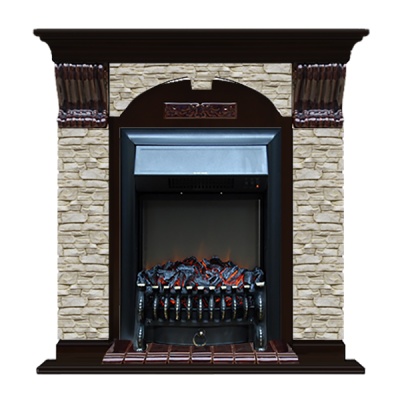 Камин для дома и дачи Glenrich Арочный Грот однотонный, венге с топкой Fobos bl - купить по специальной цене в интернет-магазине "Уют в доме"