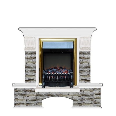 Камин для дома и дачи Glenrich Бостон К Алтай белый с топкой Fobos br - купить по специальной цене в интернет-магазине "Уют в доме"