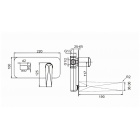 Настенный смеситель для умывальника Boheme Venturo 375-B черный+хром