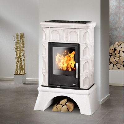 Печь-камин для дома и дачи ABX BRITANIA KI (6,9кВт в воду) белый цоколь - купить по специальной цене в интернет-магазине "Уют в доме"