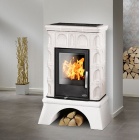 Печь-камин с теплообменником ABX BRITANIA KI (6,9кВт в воду) белый цоколь