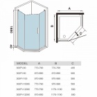 Душевое стеклянное ограждение WeltWasser WW 300PI-90