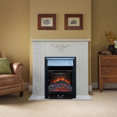 Камин для дома и дачи Glenrich Lotos-М белая эмаль с топкой Majestic BL - купить по специальной цене в интернет-магазине "Уют в доме"