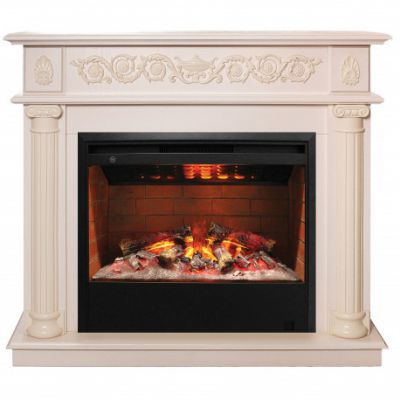 Камин для дома и дачи Real Flame Attica 25.5/26 WT-F612 с очагом Helios Glass 26 3D - купить по специальной цене в интернет-магазине "Уют в доме"