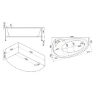 Асимметричная акриловая ванна BAS Флорида 160x90 с гидромассажем L/R